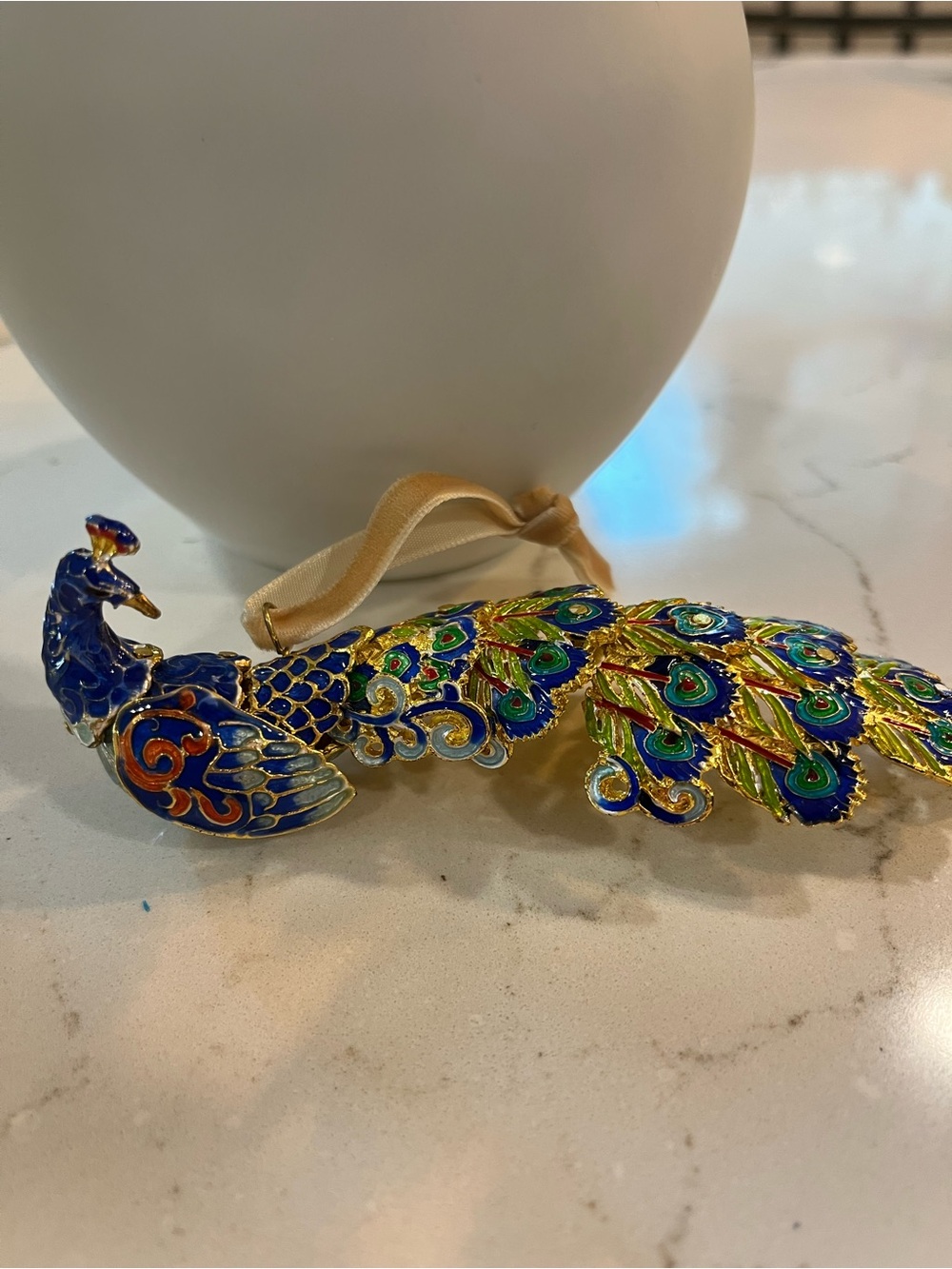 🦚 Pier One Cloisonné Peacock Ornament - Picture 3 of 7